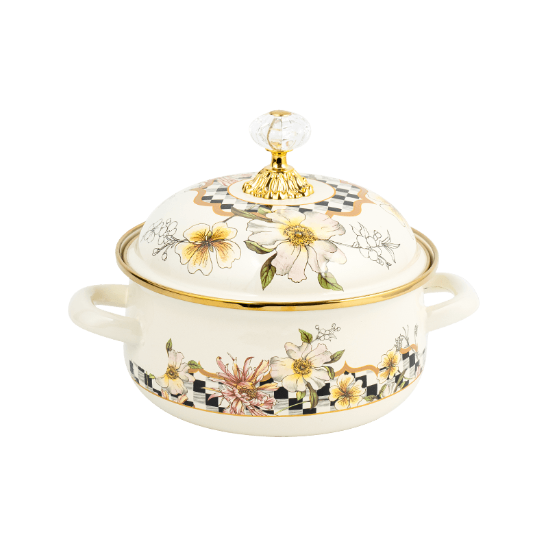 807D Çift saplı emaye persimmon şekilli tencere