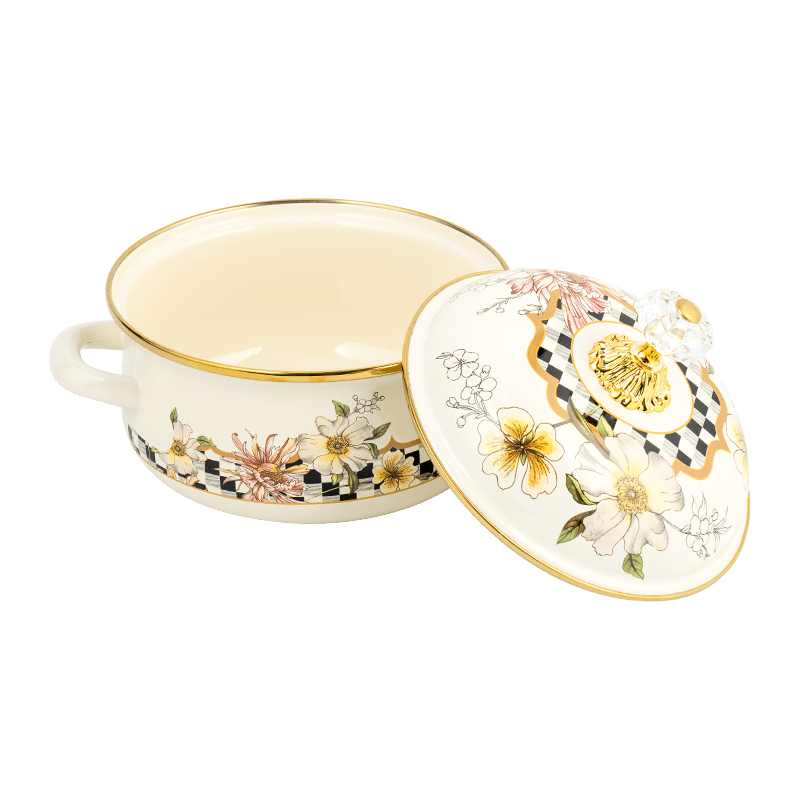 807D Çift saplı emaye persimmon şekilli tencere