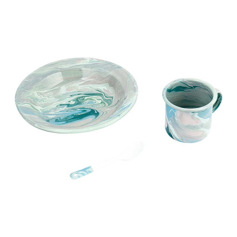 Avrupa çiçek emaye çaydanlık seti